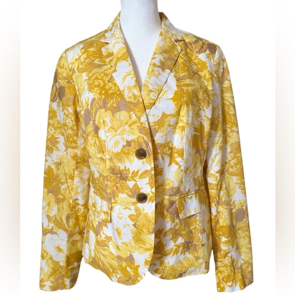 Talbots Yellow Floral Cotton Blazer
